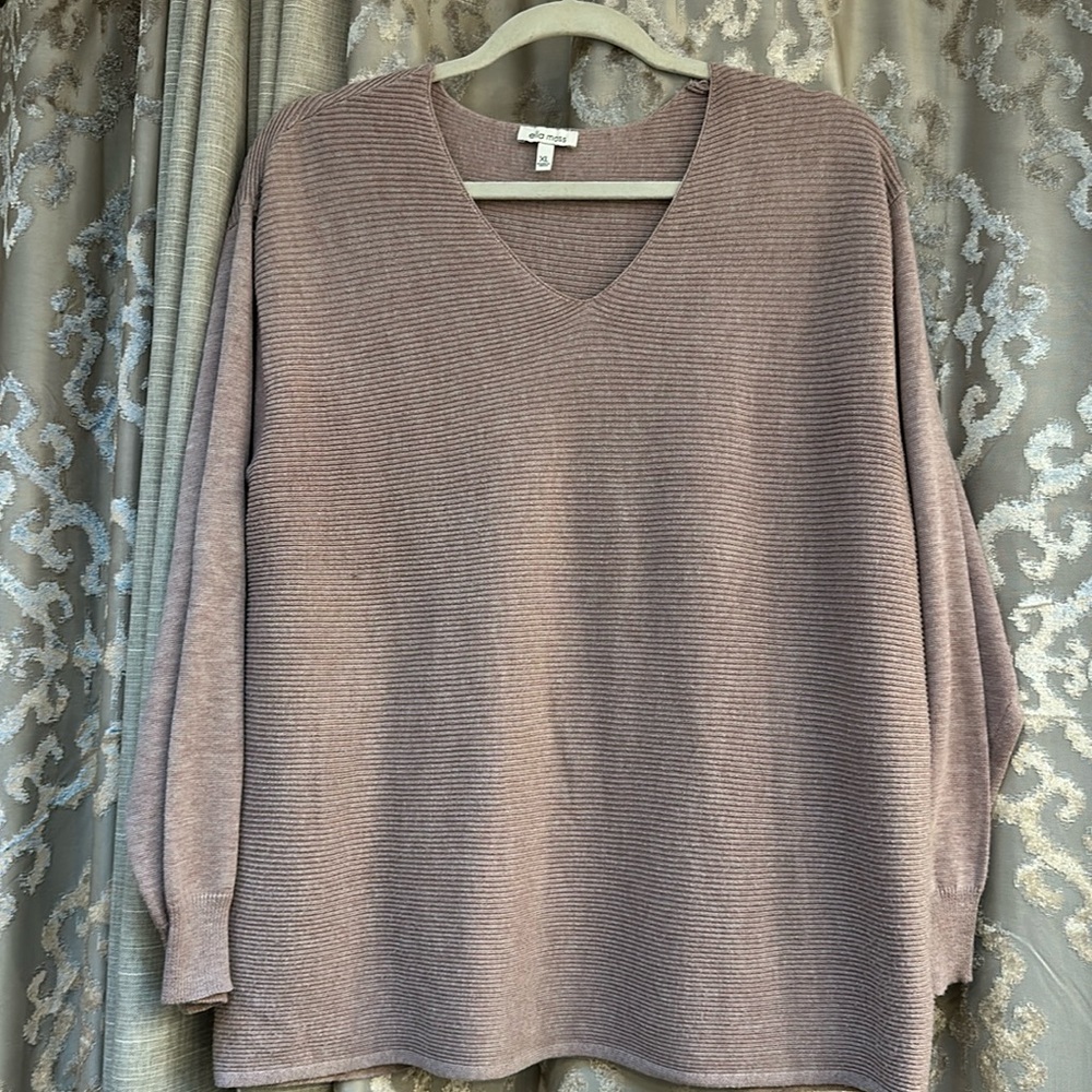 Ella Moss Mauve Color Long Sleeve Pullover Sweater Size XL